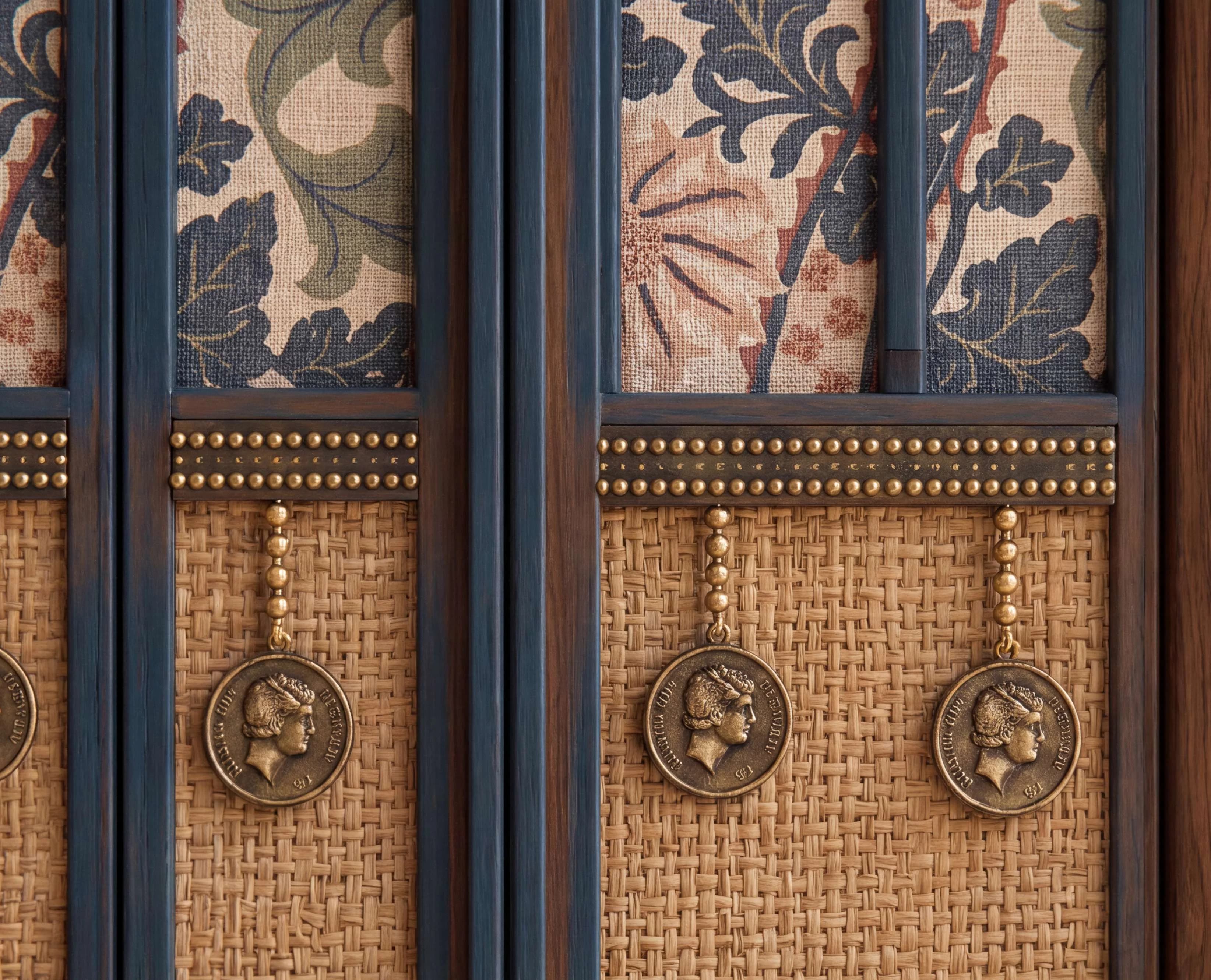 Detalle de tejido, madera y herrajes Domus Deorum