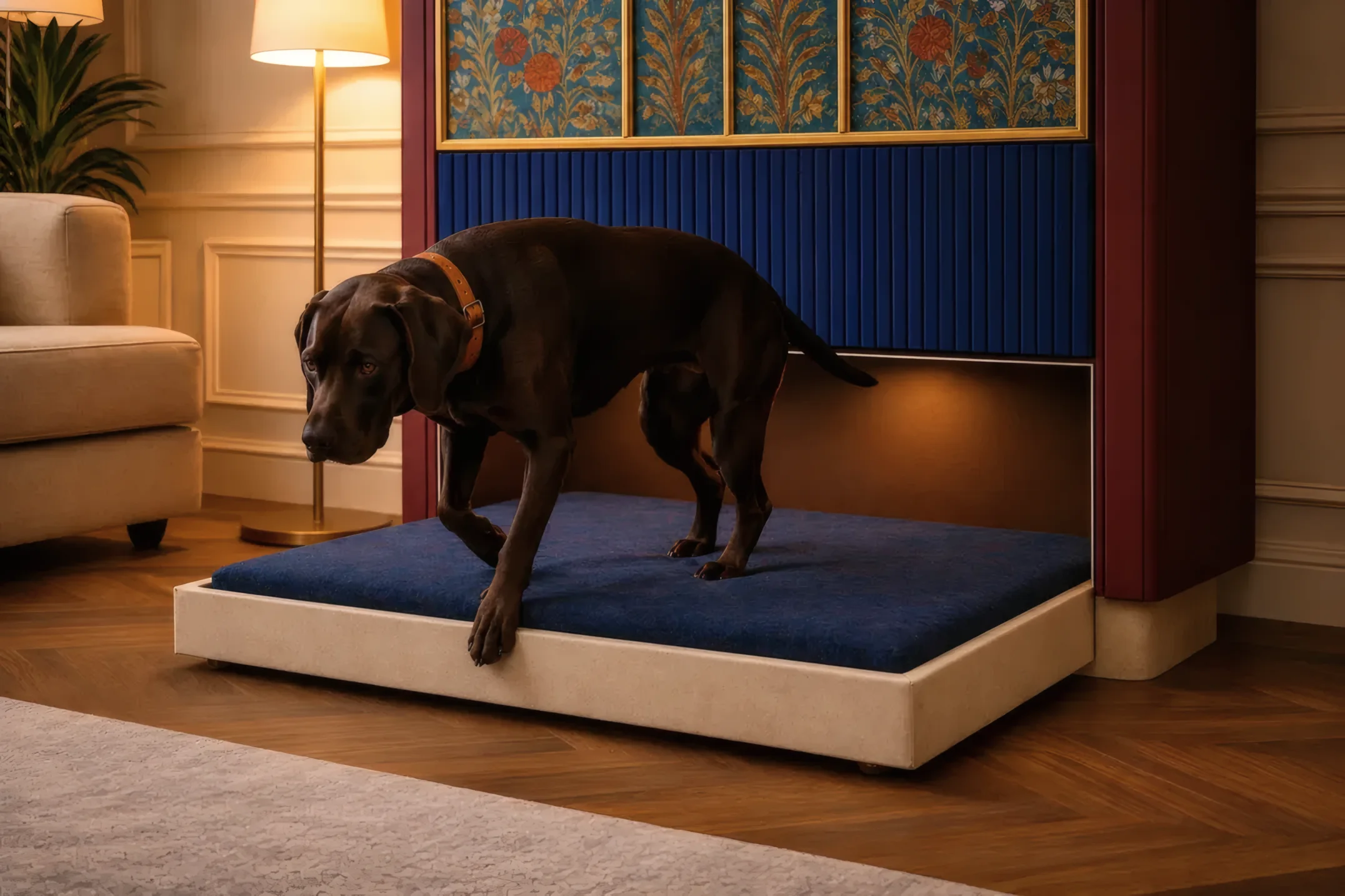 El perro se aleja y la cama vuelve a entrar en el mueble