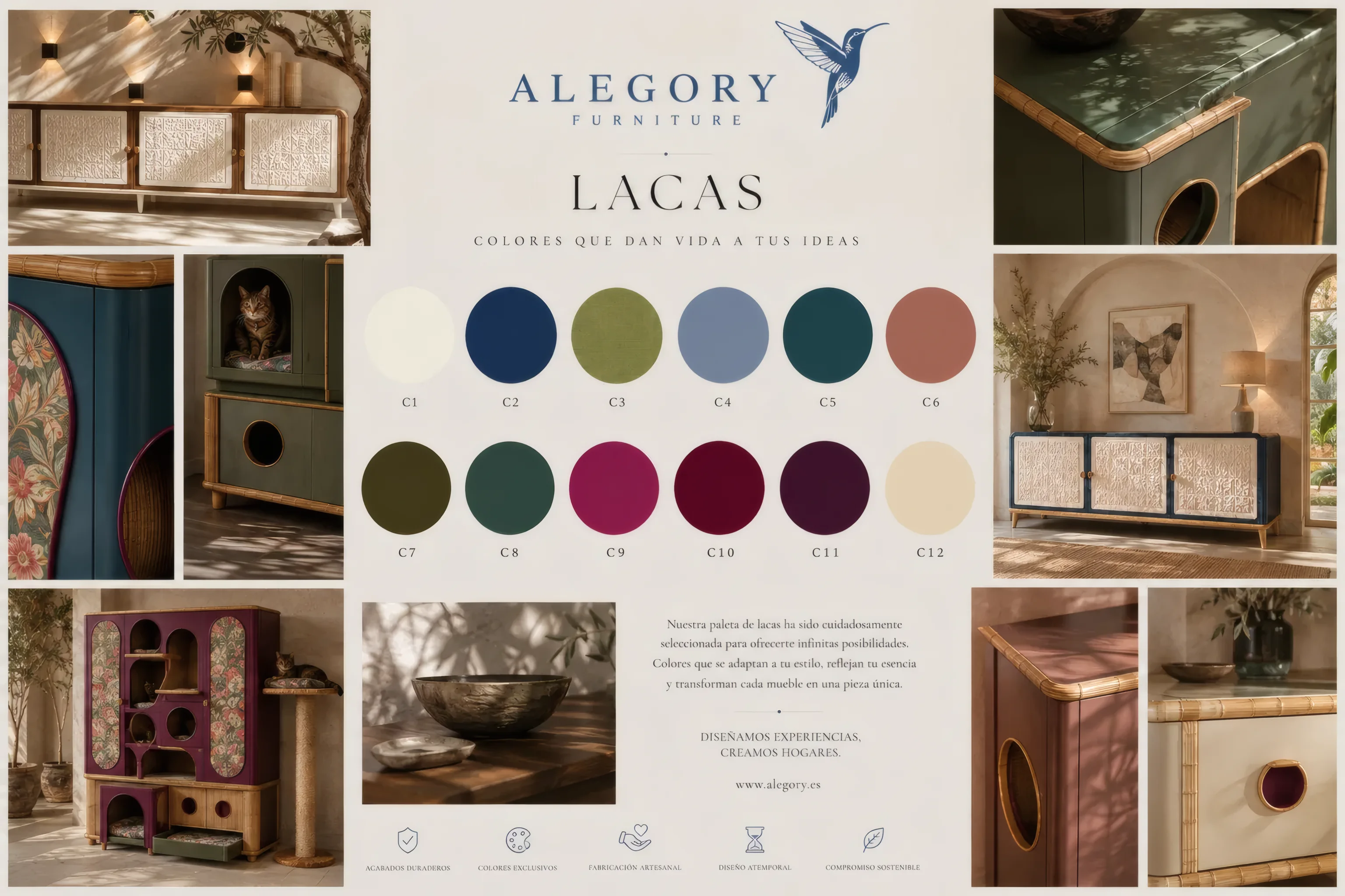 Tablero de lacas del catálogo Alegory